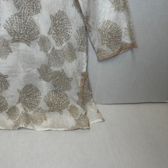 KikiSol 100% Cotton Tan Shell Tunic with Tan Trim size large - Picture 4 of 10